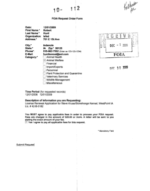 FOIA Request Order Form