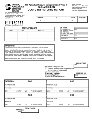 USDA Agricultural Resource Management Study Form