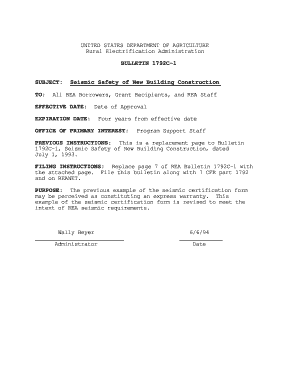 Seismic Certification Form
