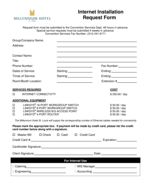 Internet Installation Request Form