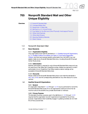 nonprofit standard mail and other unique eligibility form