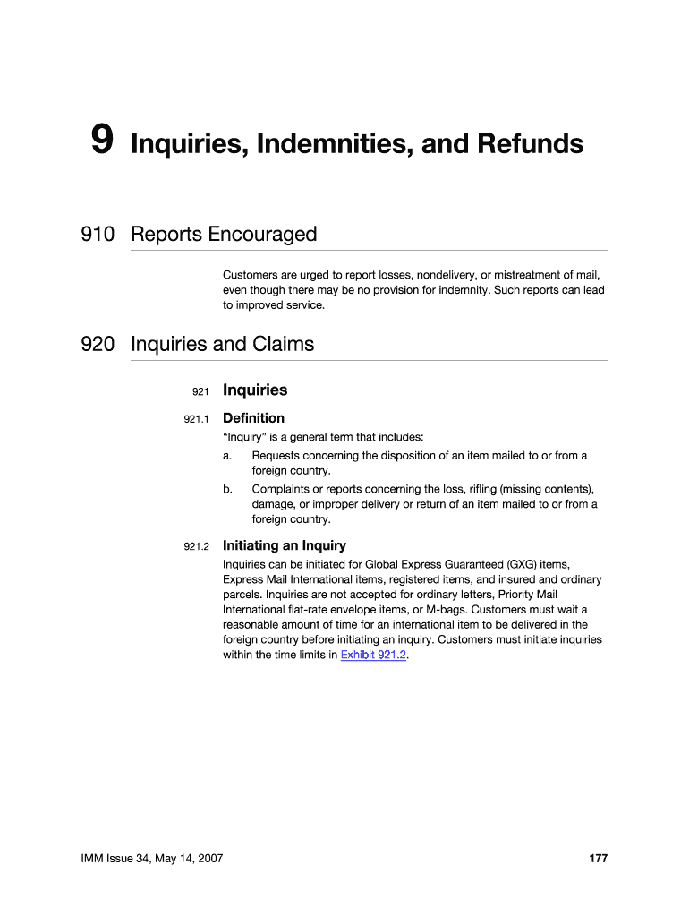 Contents 9 Country Index Inquiries, Indemnities, and Refunds 910 Reports Encouraged Customers are ur Preview on Page 1