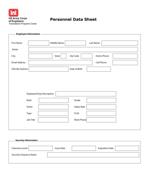 Personnel Data Sheet