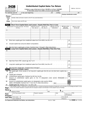 IRS Form 2438 Undistributed Capital Gains Tax Return