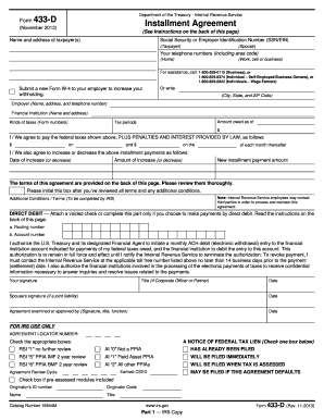 IRS Form 433-D Installment Agreement