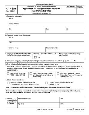 IRS Form 4419 Application for Filing Information Returns