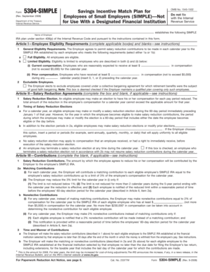 Form 5304-SIMPLE Savings Incentive Match Plan