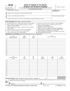 IRS Form 6118 Claim for Refund of Tax Return
