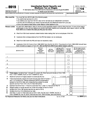 Social security and medicare taxes 1 answer key - form 8919