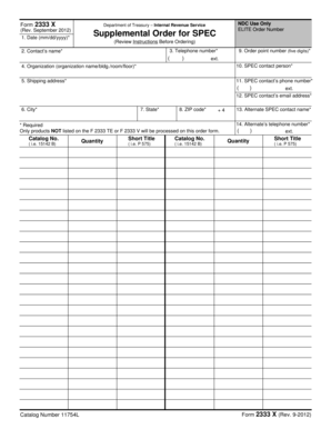 IRS Form 2333 X Supplemental Order