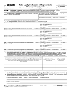 Formulario 2848(SP) Poder Legal y Declaración del Representante