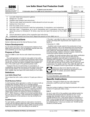 Low Sulfur Diesel Fuel Production Credit Form 8896
