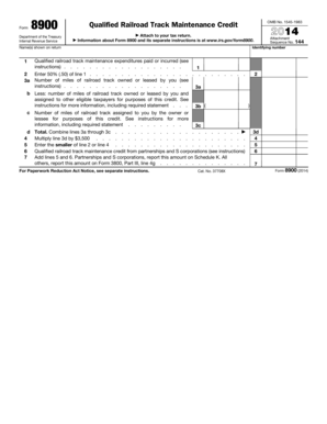 IRS Form 8900 Qualified Railroad Track Maintenance Credit