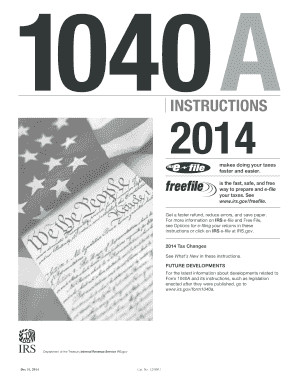 IRS Form 1040A 2014