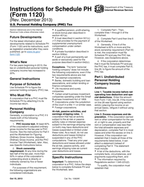 US Personal Holding Company Tax Form 1120
