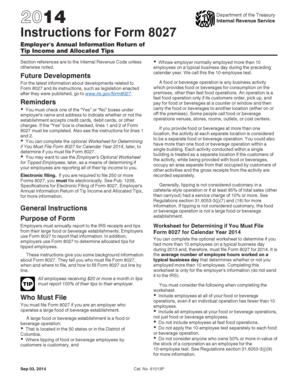 IRS Form 8027 Instructions