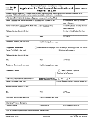 Certificate of Subordination of Federal Tax Lien