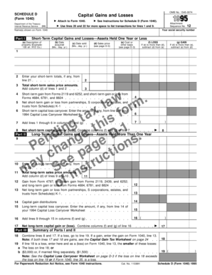Schedule D Capital Gains and Losses Form 1040