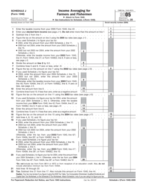 Schedule J Income Averaging Form 1040
