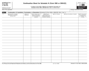Schedule N-1 Continuation Sheet