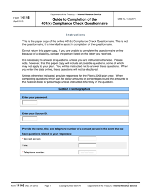 401(k) Compliance Check Questionnaire