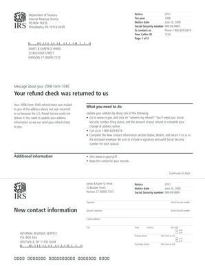 IRS Notice CP31 for 2006 Tax Refund