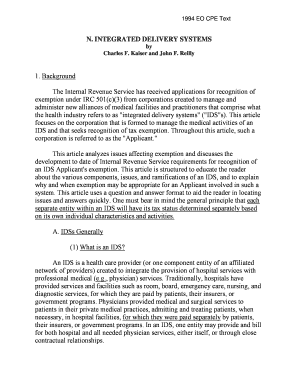 IRS Guidance on Integrated Delivery Systems
