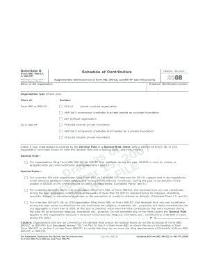 Schedule B Form 990 990-EZ 2008