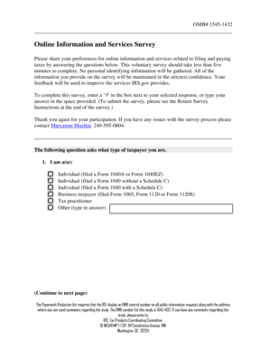 IRS Online Information and Services Survey