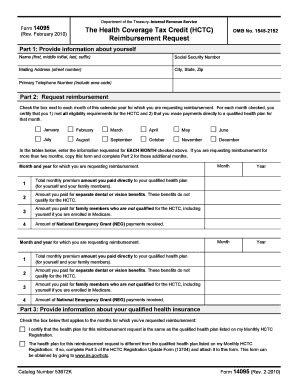 IRS Form 14095 Health Coverage Tax Credit Reimbursement