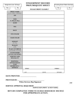 Fingerprint Record Assignment Form