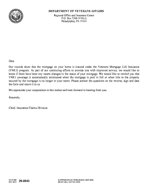 Veterans Mortgage Life Insurance Inquiry Form