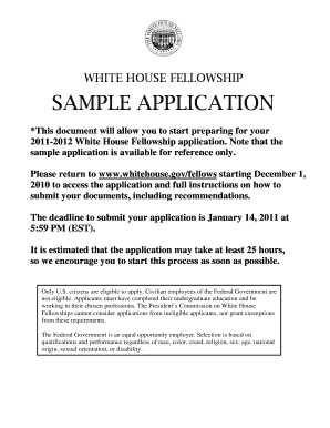 White House Fellowship Application