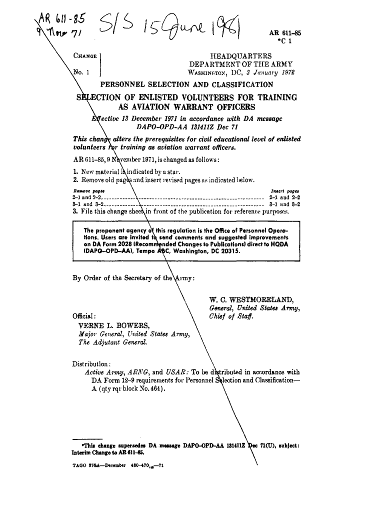 AR 611-85 Preview on Page 1