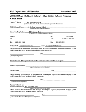 2002-2003 No Child Left Behind—Blue Ribbon Schools Program Application
