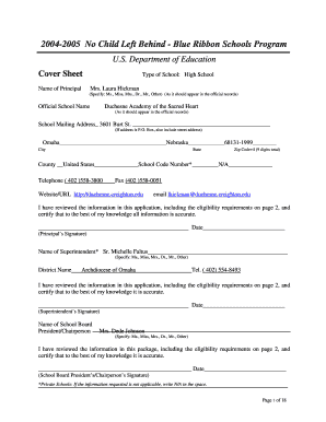 No Child Left Behind - Blue Ribbon Schools Program Application