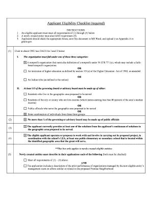 Applicant Eligibility Checklist