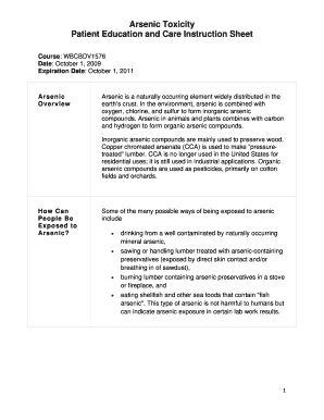 Arsenic Toxicity Patient Education Sheet