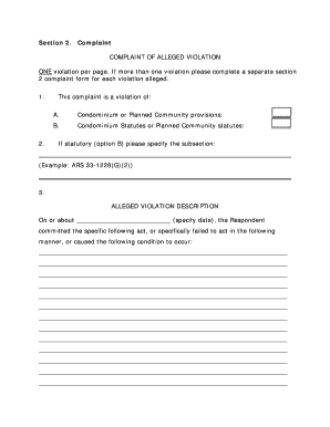 Condominium Violation Complaint Form