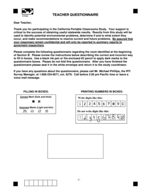 California Teacher Questionnaire