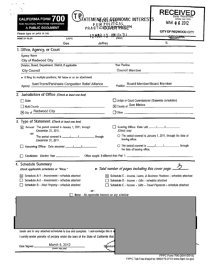 California Form 700 Statement of Economic Interests