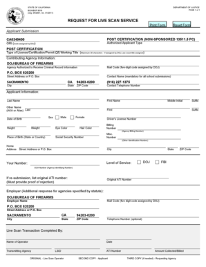 California Live Scan Request Form