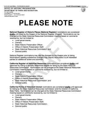 California Register Nomination Form