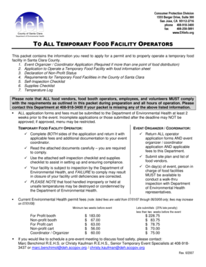 Temporary Food Facility Permit Application