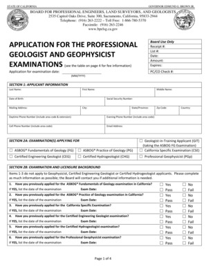 California Professional Geologist Application