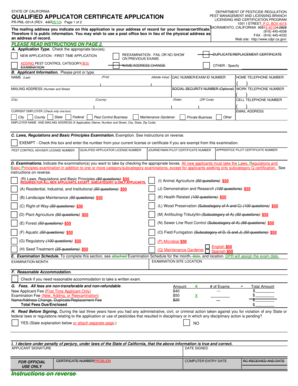 California Qualified Applicator Certificate Application
