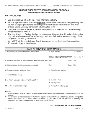California IHSS Provider Enrollment Form