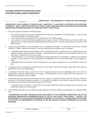 California IHSS Provider Enrollment Agreement