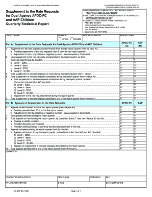 Fc aap kg 84 supplement to the rate requests for dual agency afdc fc aap and kin gap children quarterly statistical report