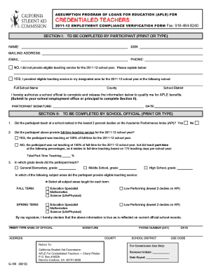 2011-12 APLE Employment Compliance Form